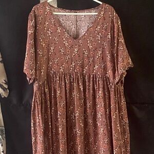 Chic Floral High Low Dress in Brown